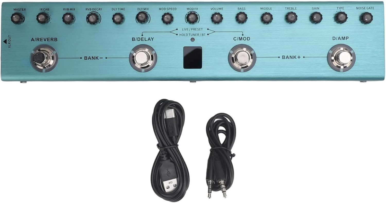 Multi Effects Guitar Pedal, 36 Editable Presets Reverb Delay MOD AMP, Digital Guitar Effects Pedal for Electric Guitar, Studio Recording, Live Performances, Music Production, and Practice