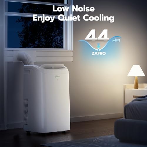 ZAFRO Portable Air Conditioners 12,000 BTU (8,000 BTU SACC), 44dB-Quiet Cooling, WiFi/App Control, 24H Timer with Fan & Dehumidifier, Easy Installation for Bedroom, Office, Living Room