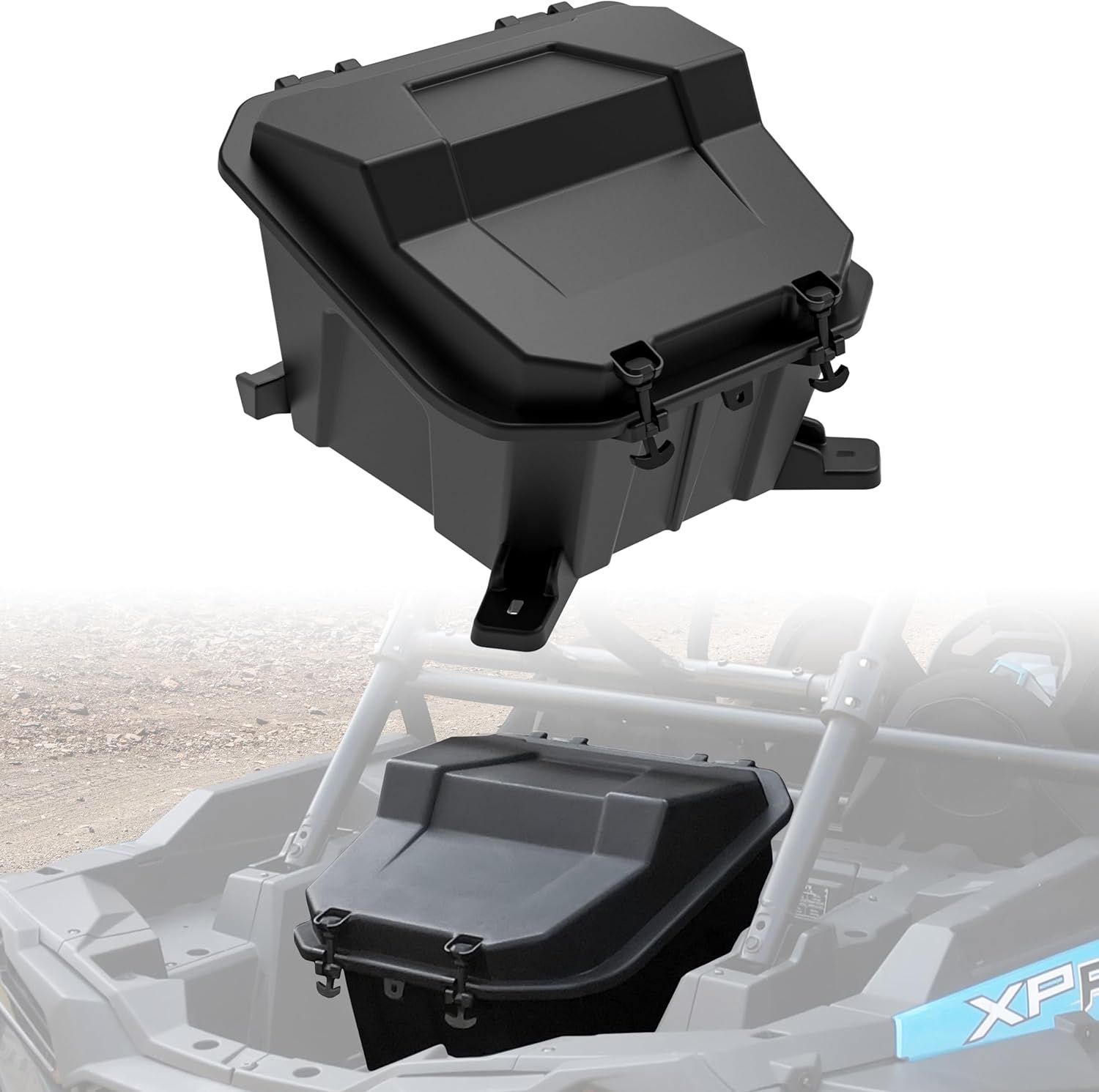 SAUTVS Cargo Bed Box for Polaris RZR 900/XP 1000/XP Turbo, Poly Water Resistant 69 QT Rear Cargo Storage Box for Polaris RZR 900 / XP 1000 / XP 4 1000 / S 2014-2023 Accessories (Replace #2881193)