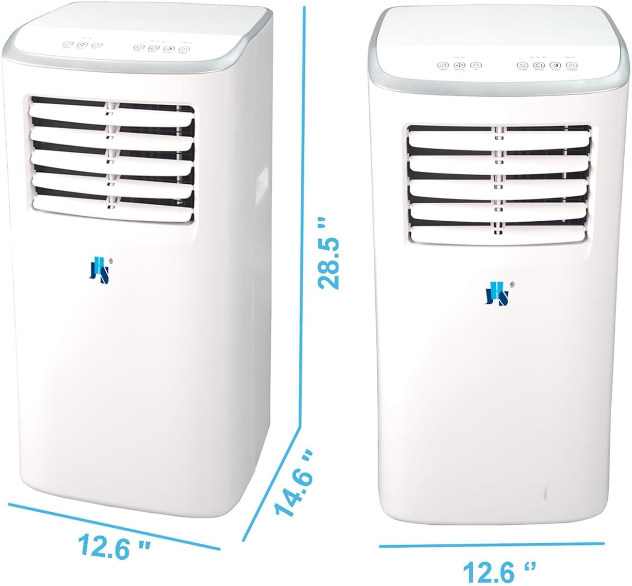 JHS 7,000 BTU Portable Air Conditioner with Dehumidifier and Fan for Bedroom, Living Room, or Basement, 115V, AC for Rooms up to 250 Sq.Ft with Remote Control, LED Display, 24H Timer, Wheels, White