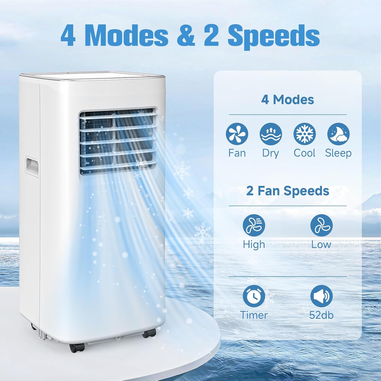 Portable Air Conditioner,8500 BTU Portable ac units up to 360 Sq.Ft,Portable ac units for Homeowner,Renter,family White