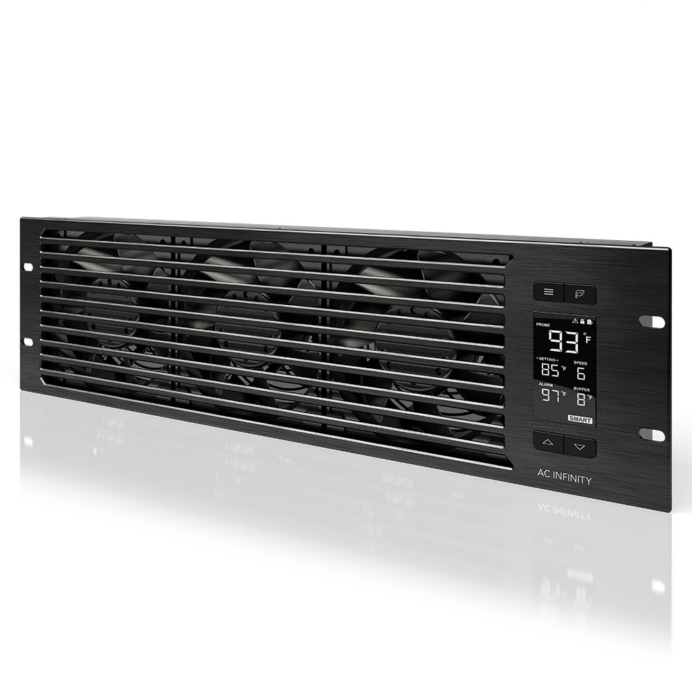AC Infinity CLOUDPLATE T9-N, Rack Mount Fan Panel 3U, Intake Airflow, for Cooling AV, Home Theater, Network 19” Racks
