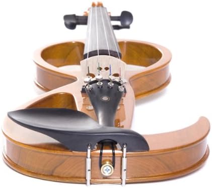 Cecilio 4/4 Full Size Electric Silent Violin, Hand-Carved Solid Maple Wood, Complete Set with Case & Ebony Fittings, Yellow Maple Metallic