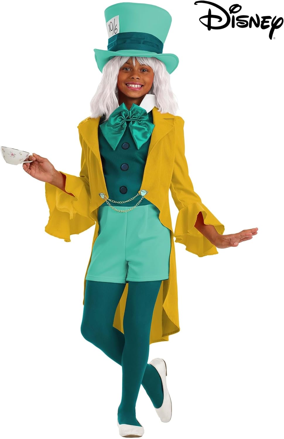 Girls Mad Hatter Costume - Jacket, Vest, Shorts, & Accessories - Disney Alice in Wonderland Halloween Outfit