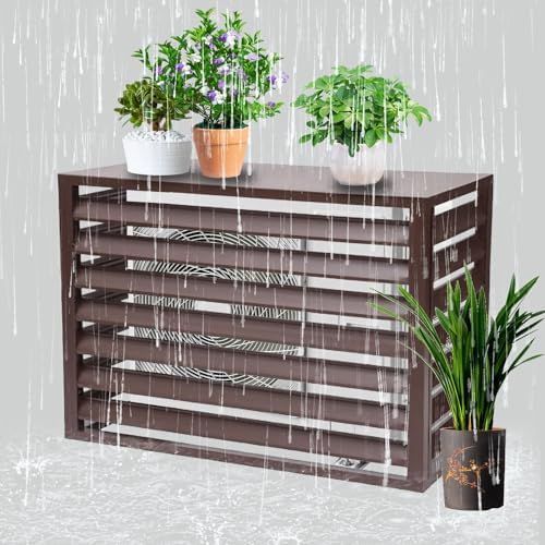 Aluminum Alloy Air Conditioner Fence, Support for Waterproof Plants, Privacy Fence, Theft Proof, Sturdy, Noise reducing(Brown,110cm)