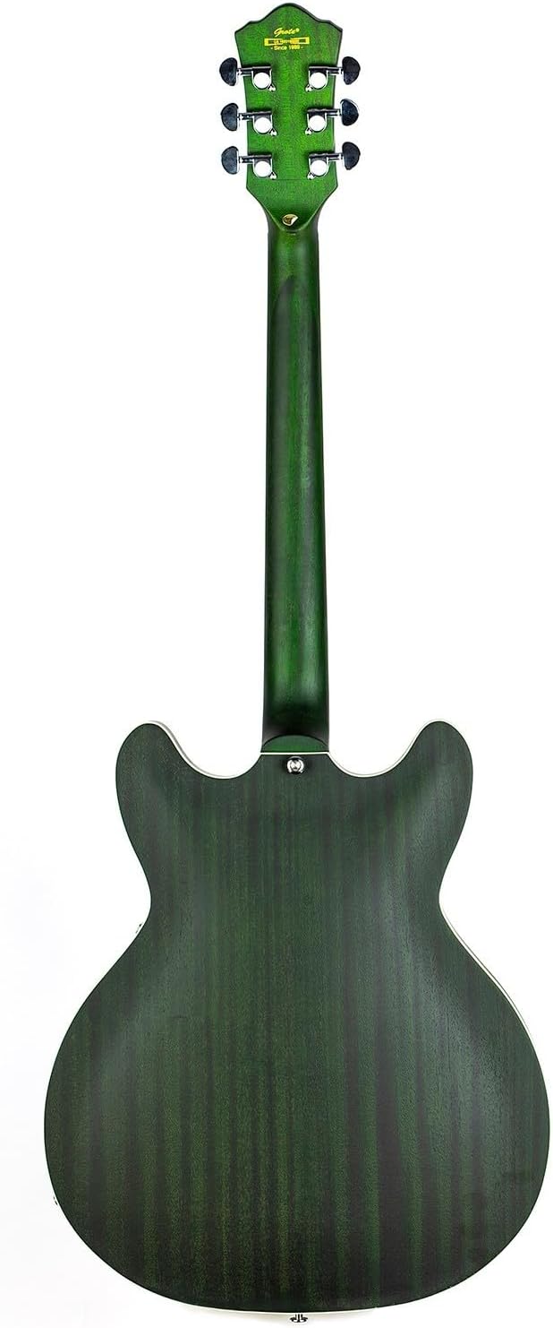Electric Guitar Semi-Hollow Body Guitar Matte Finished ，Dual Coil Humbuck pickup， RD-100 Jazz Guitar with F-Hole,Maple neck,humbucker Pickups (GT335-04-green)
