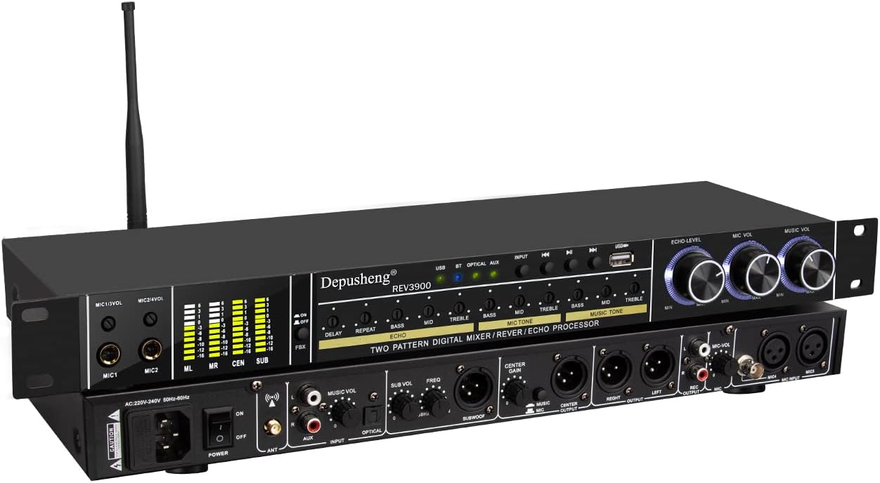 Depusheng REV3900 Pre Effector Professional KTV Household Karaoke Multieffects Processors Anti Howling Audio Processor USB Bluetooth Device