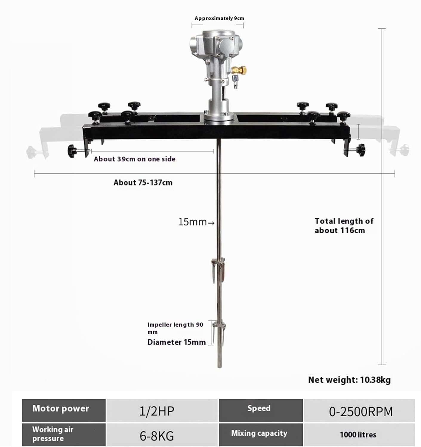 IBC Agitator, Commercial 1 Ton Paint Stirring Machine with Support Hanger, Folding Propeller, Paint Stirring Machine Mix Tool, Paint Mixing Equipment, for Ink Dissolver Agitator