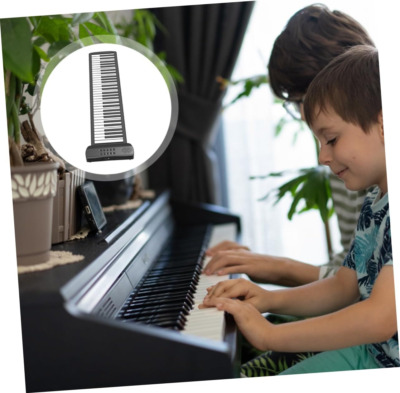 ibasenice 61-key Hand Roll Piano Portable Electronic Mini Keyboard for Adults Boys and Girls