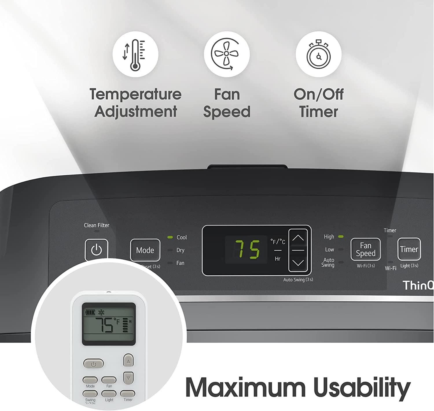 LG 8000 BTU (DOE) / (12000 ASHRAE) Portable Air Conditioners Cools 350 Sqft Easy Install & WiFi App Remote Eco-friendly, Quiet Small & Medium Room Air Conditioner AC Unit Home Gray LP0823GSSM