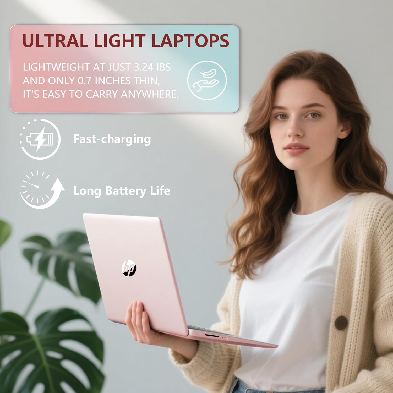 HP 14 Inch Laptop Student Business, Microsoft 365, Copilot AI, IntelN150, 16GB RAM, 1.1TB Storage(128GB UFS+1TB Cloud Storage), 11-Hr Long Battery Life, Pink Laptop, Alpacatec Accessories