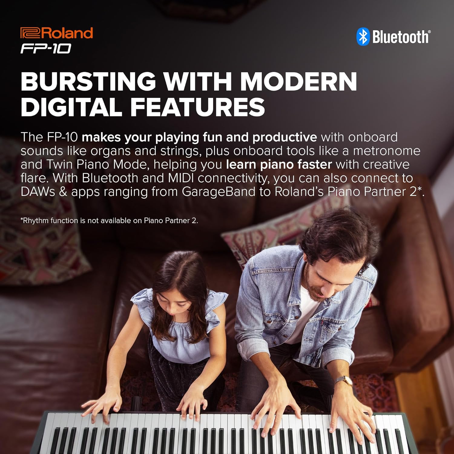 Roland FP-10 | Compact 88-Note Digital Piano | SuperNATURAL Piano Tones | Authentic Acoustic Feel Keyboard | Great for Beginners & Experienced Players | Bluetooth & MIDI Connectivity