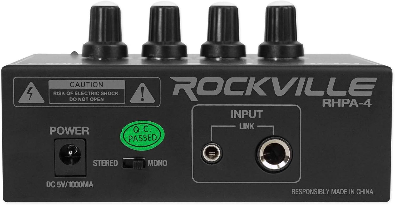 (1) Rockville Rockmix Interface Bundle with (4) 512 Audio Warm Audio Skylight Microphones + (1) RHPA4 Headphone Amp + (4) RDTS Microphone Stand + (1) RCTR106B Cable + (4) PRO-M50 Headphones (15 Items)