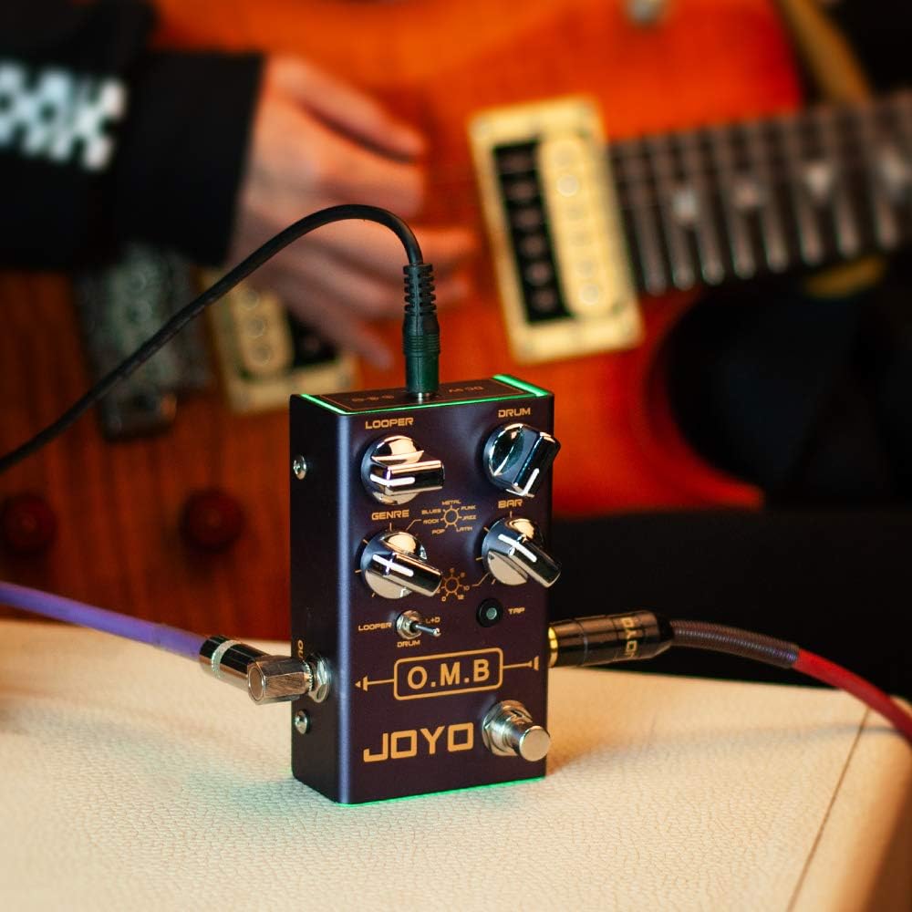 JOYO O.M.B Looper & Drum Machine Pedal R-06 Bundle with Mono 6.35mm Guitar Pedal Amplifier Instrument Cable 15 Feet CM-12