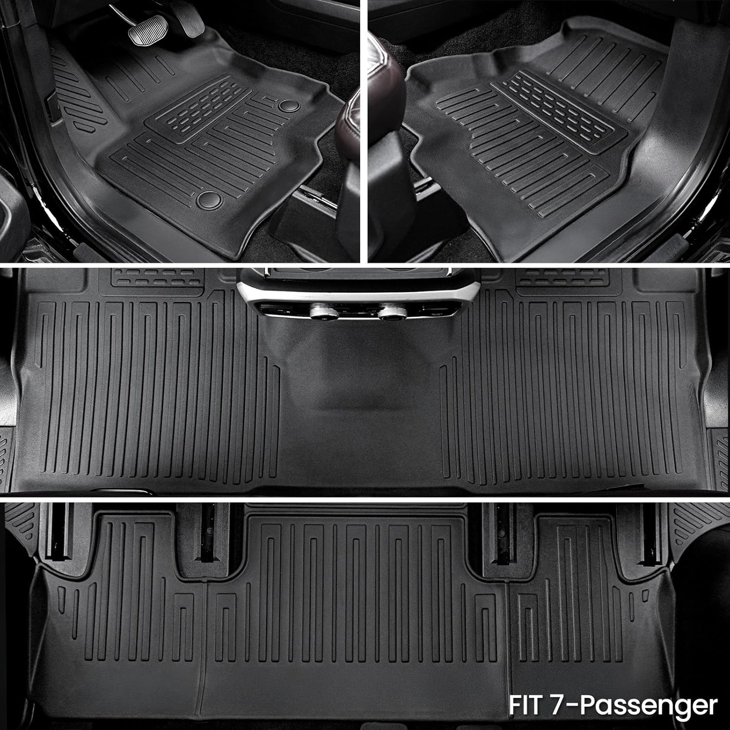 Floor Mats Cargo Mat for 2018-2024 Ford Expedition 7 Seats Accessories (Not for Max Model), All Weather TPE Cargo Liner Backrest Mats Door Sill Protectors (Floor Mats Set)