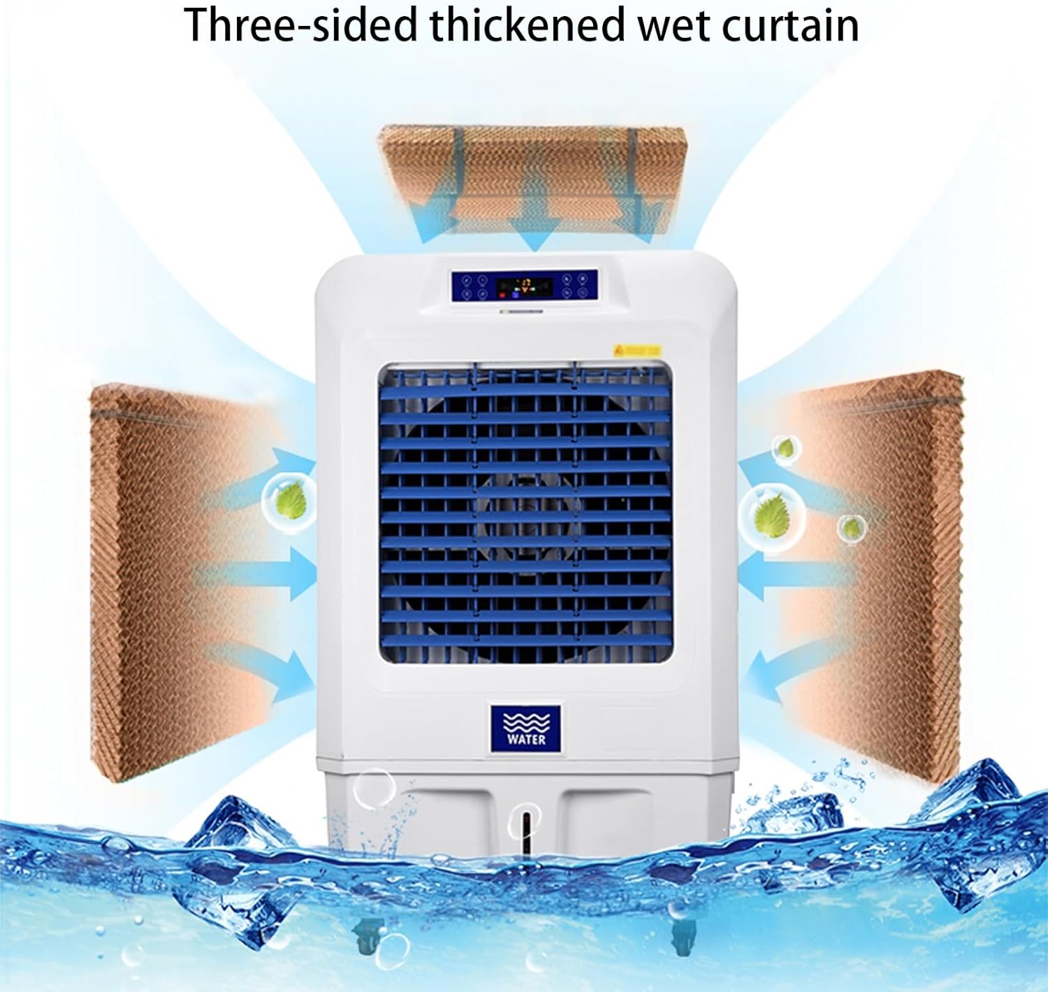 Evaporative Air Cooler, 3-Speed Swamp Cooler with Timer and Water Tank, Portable Windowless Air Conditioner for Room Office