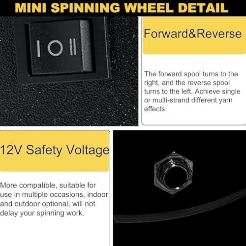 Smart Yarn Spinner Machine - Electric Wool Wheel, 120g Capacity Pet Hair Spinner with Foot Switch, 12V Drum Carder, Adjustable Speed, Forward/Reverse Function, 3 Spools, Blue