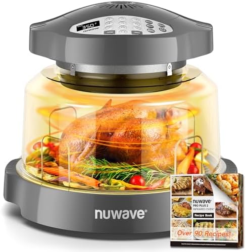 Nuwave Oven Pro Plus Air Fryer, Infra-Red Countertop, 2025 Advanced Convection, No Defrosting or Preheating, Cook Fresh or Frozen, Durable Power Dome, 100 Presets & 50 Memory, PFAS Free, Cool Grey