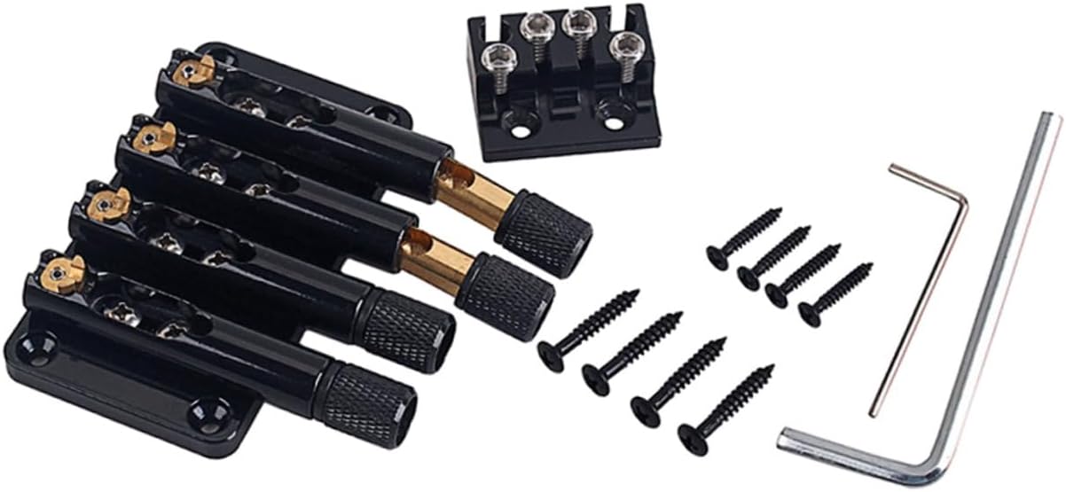 String Headless Bass Guitar Bridge with String Lock Vintage Style Design Easy Install Black