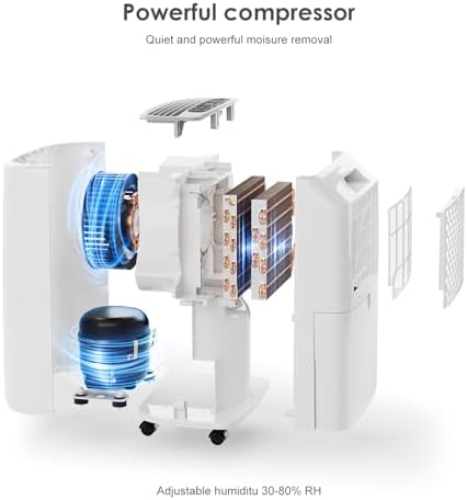 2500 Sq.Ft Dehumidifier for Home Basement, ANDTE 34 Pints Dehumidifier with Drain Hose with Smart Humidity Control, 3 Operation Modes, Powerful Moisture Removal for Large Room, RV, Bathroom, Bedroom