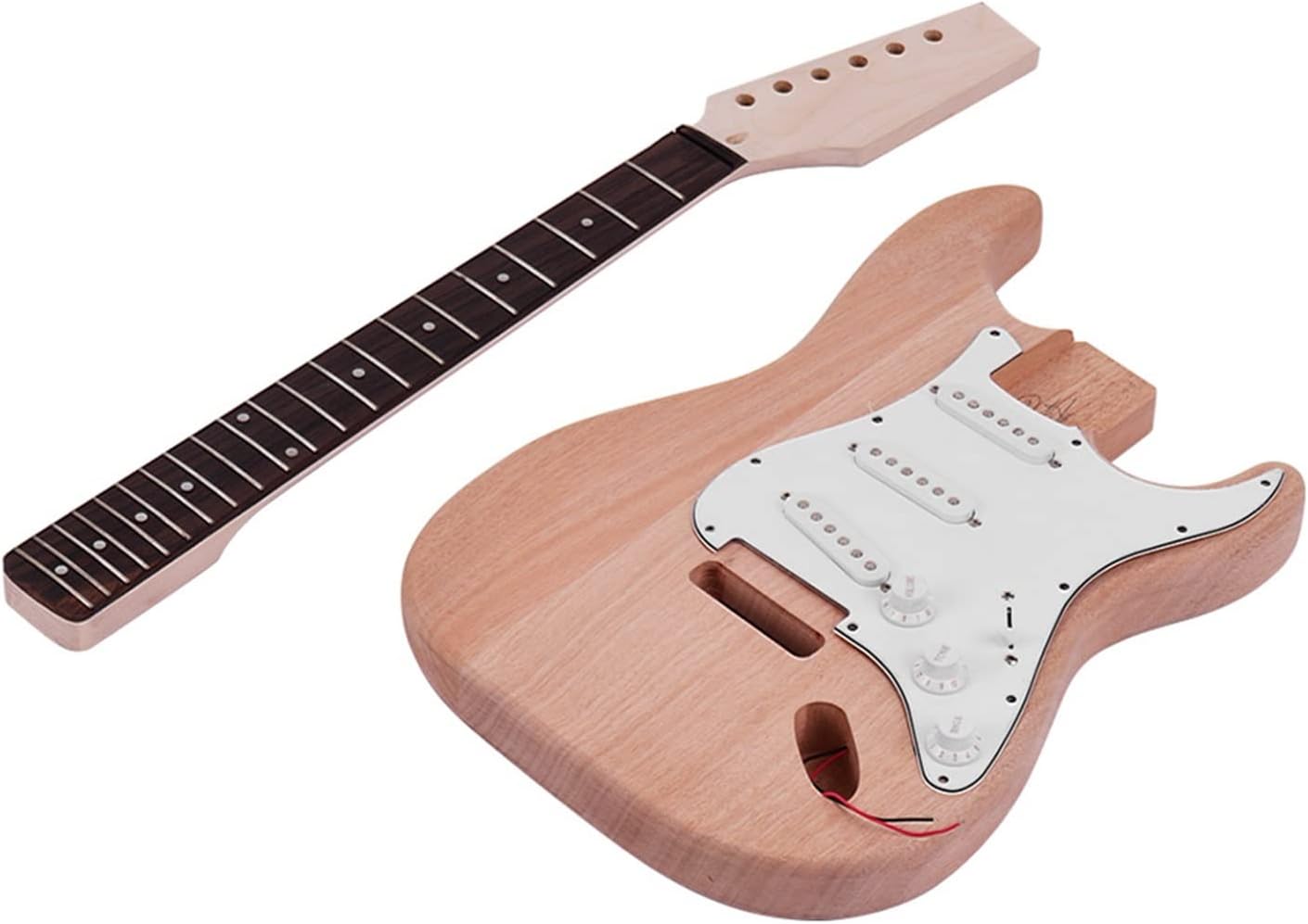 Unfinished DIY Electric Guitar Kit Mahogany Body Maple Guitar Neck Rosewood Fingerboard Unfinished Guitar Set