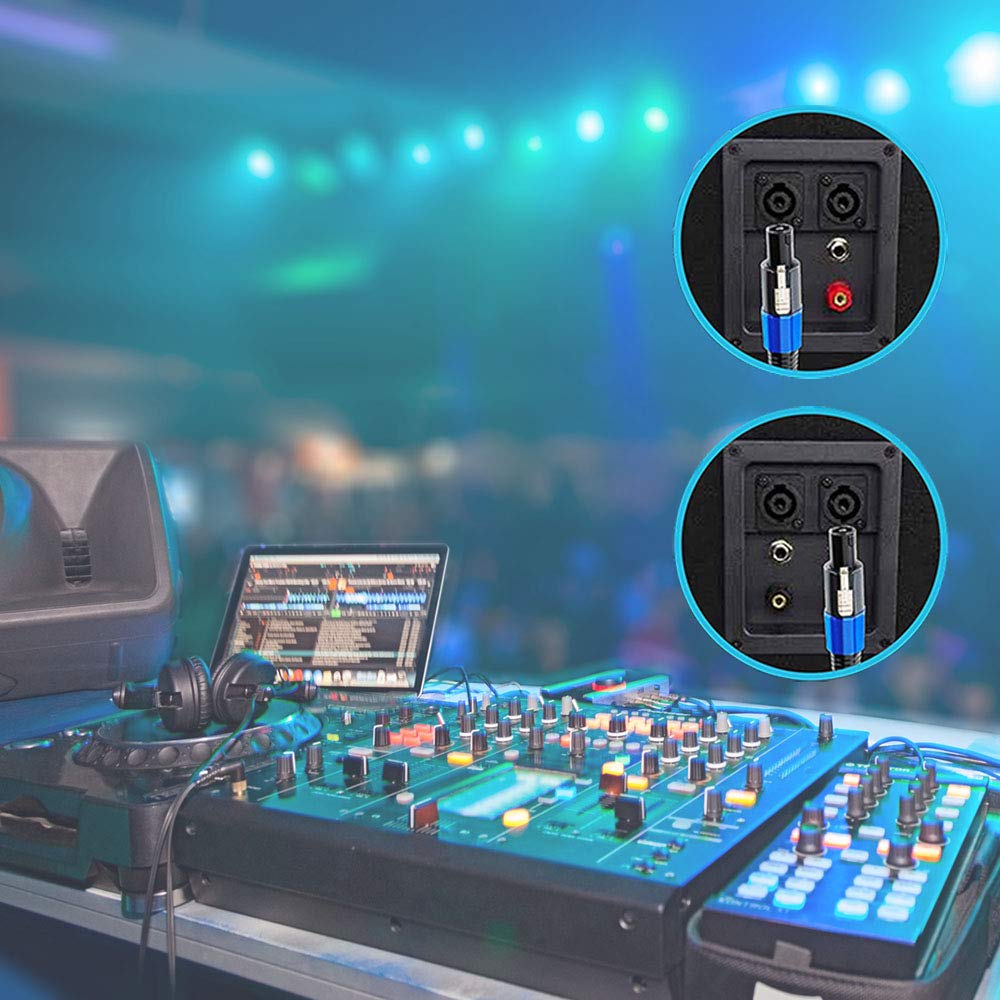 2Pack 100 ft Male Speakon to Speakon Cables, Professional 12 Guage AWG Audio Cord DJ Speaker Cable Wire with Twist Lock - 2 Conductor.