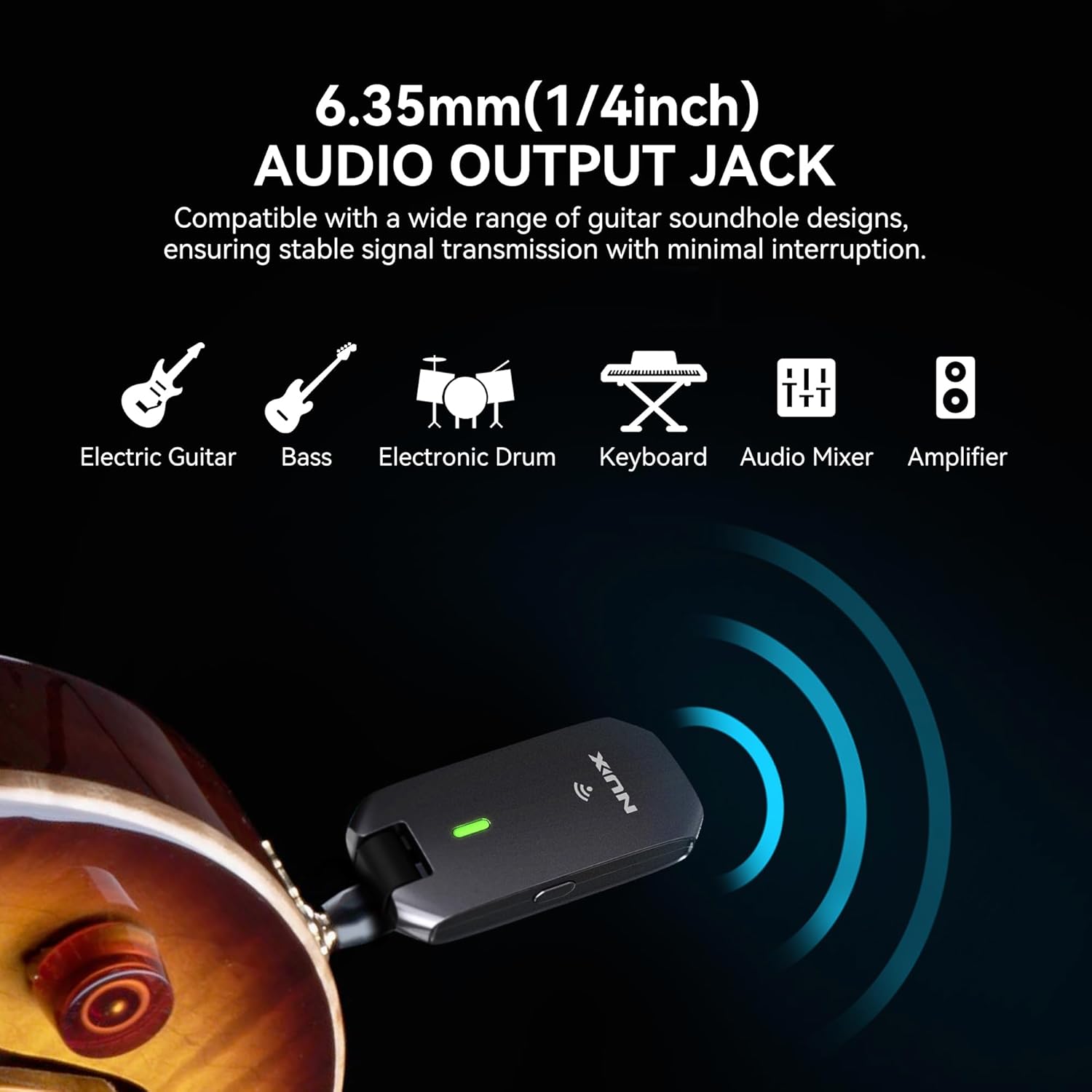 NUX C-5RC 5.8GHz Rechargeable Wireless Guitar System | 5.8GHz Auto-Pair, Portable Charging Case, Low Latency, Clear Audio for Electric Guitar, Bass & Ukulele