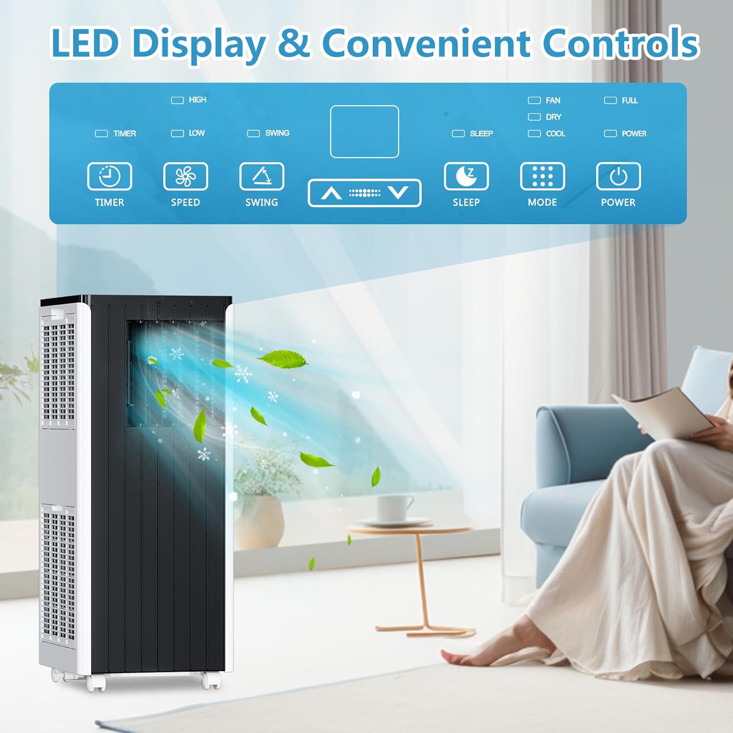 8000 BTU Portable Air Conditioners,3-In-1 Portable AC Unit,Cools Room Up to 350 Sq.Ft,Dehumidifier & Fan,Remote Control,Fast Cooling,24H Timer,Easy Install Kit,for Rooms, Apartments, Rvs, Offices