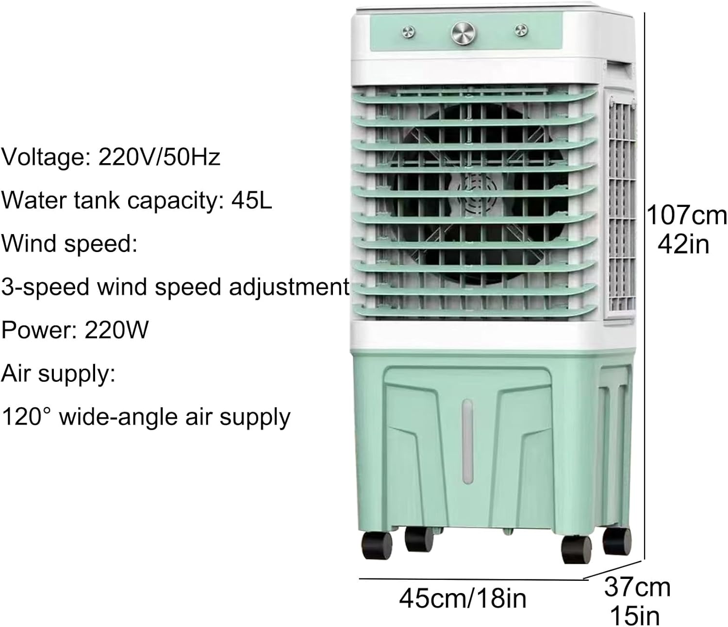 3 in 1 Commercial Evaporative Air Cooler Fan, Swamp Cooler Air Conditioner with 3 Speeds, Industrial Air Conditioning Fan with 120°Oscillation, Large Water Tank, Powerful Motor for Efficient Cooling(G