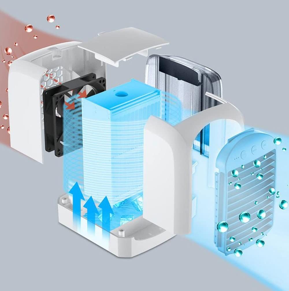 Portable Air Conditioners, Evaporative Air Cooler, 3 Wind Speed & LED Night Light, Personal Mini Air Cooling Fan for Room (Color : Blue)