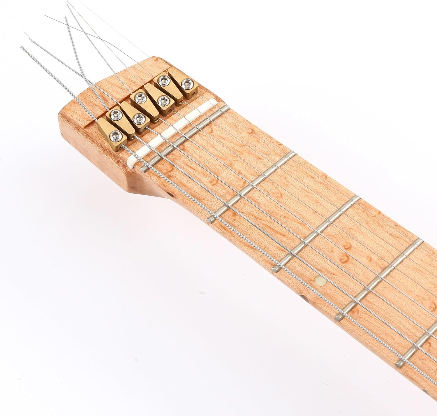 Headless Electric Guitar 7 String Fanned Fret Headless Electric Travel Guitar with 3-Way Converter 1 Volume 1 Tone Control