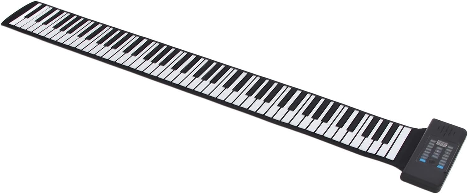 88 Keys Roll Up Piano, Electronic Hand Roll Piano with 128 Rhythms & Tones, USB Rechargeable Digital Piano Keyboard with MIDI Function, LED Digital Display, for Kids, Beginners
