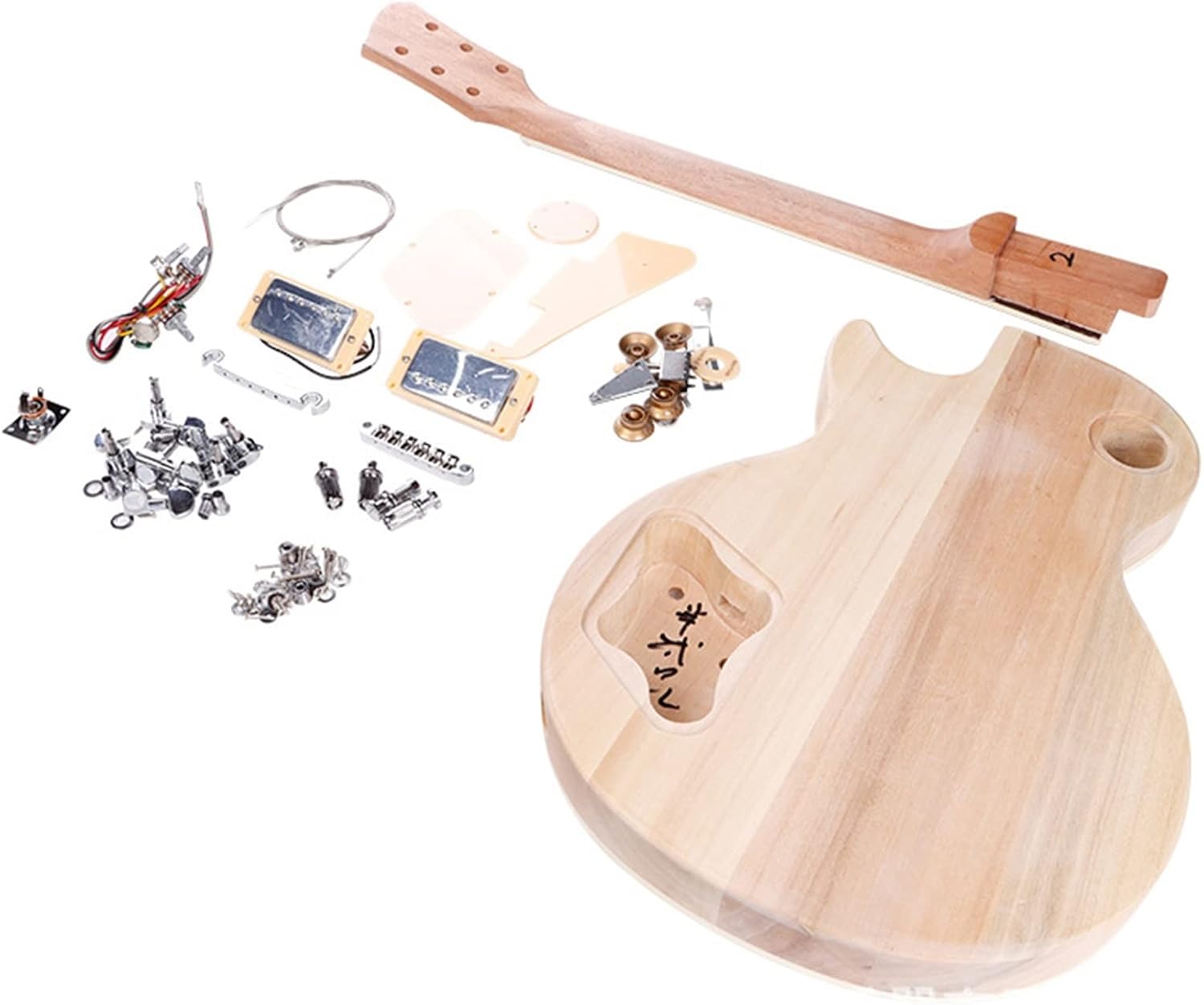 TSTS for LP Electric Guitar Set Neck Guitar Body Wood Billet DIY Semi-Finished Complete Accessories Set Unfinished Electric Guitar Kit