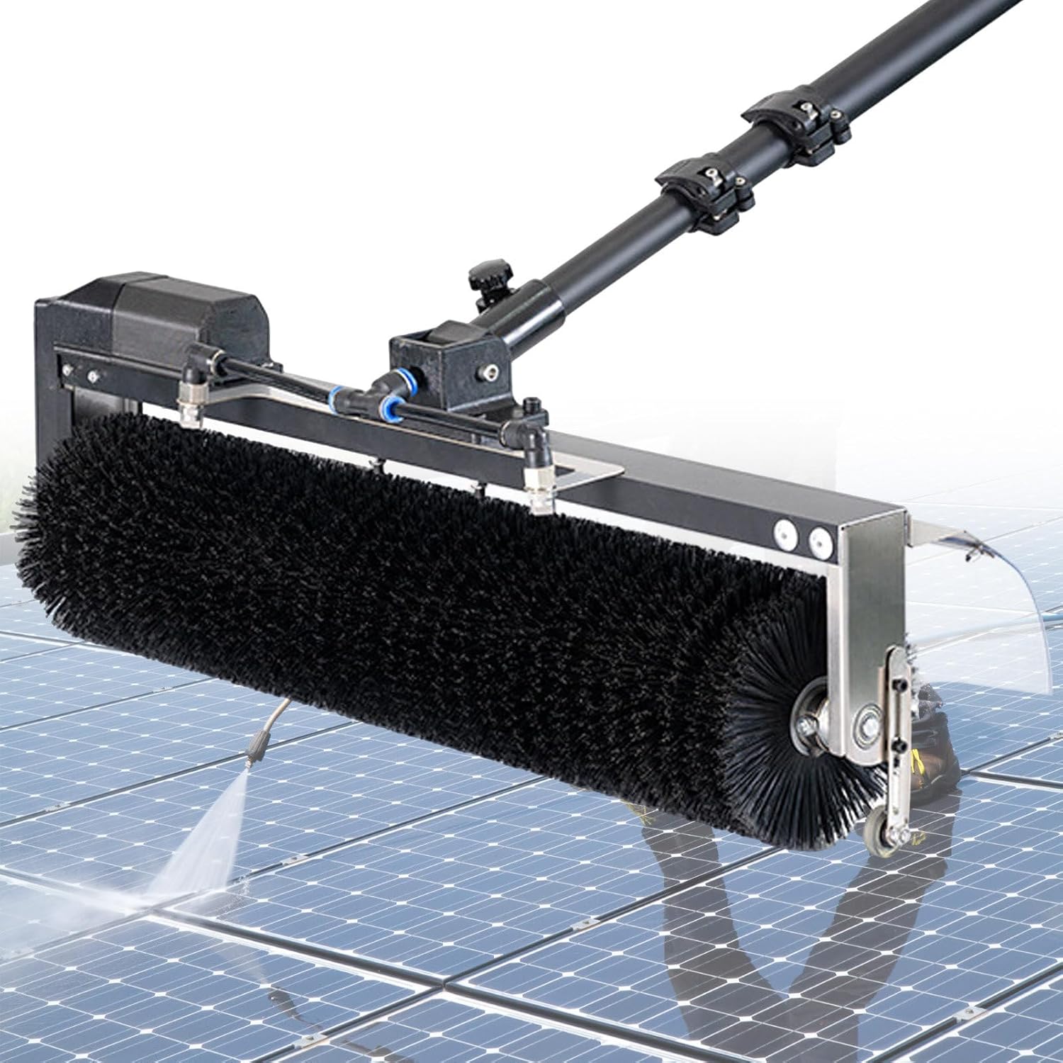 5.5 m (18 ft) Electric PV Panel Cleaning Machine - 360° Auto Rotated Brush Head,Automatic Water Supply,60 cm Cleaning Distance