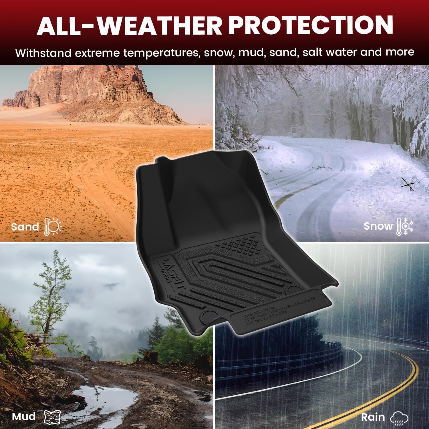 LASFIT Floor & Backseat & Cargo Mats for Toyota Corolla Cross Gas AWD 2022-2026, TPE All Weather Protection Custom Fit 1st & 2nd Row Floor Liners Trunk Mats for Corolla Cross Accessories, Black