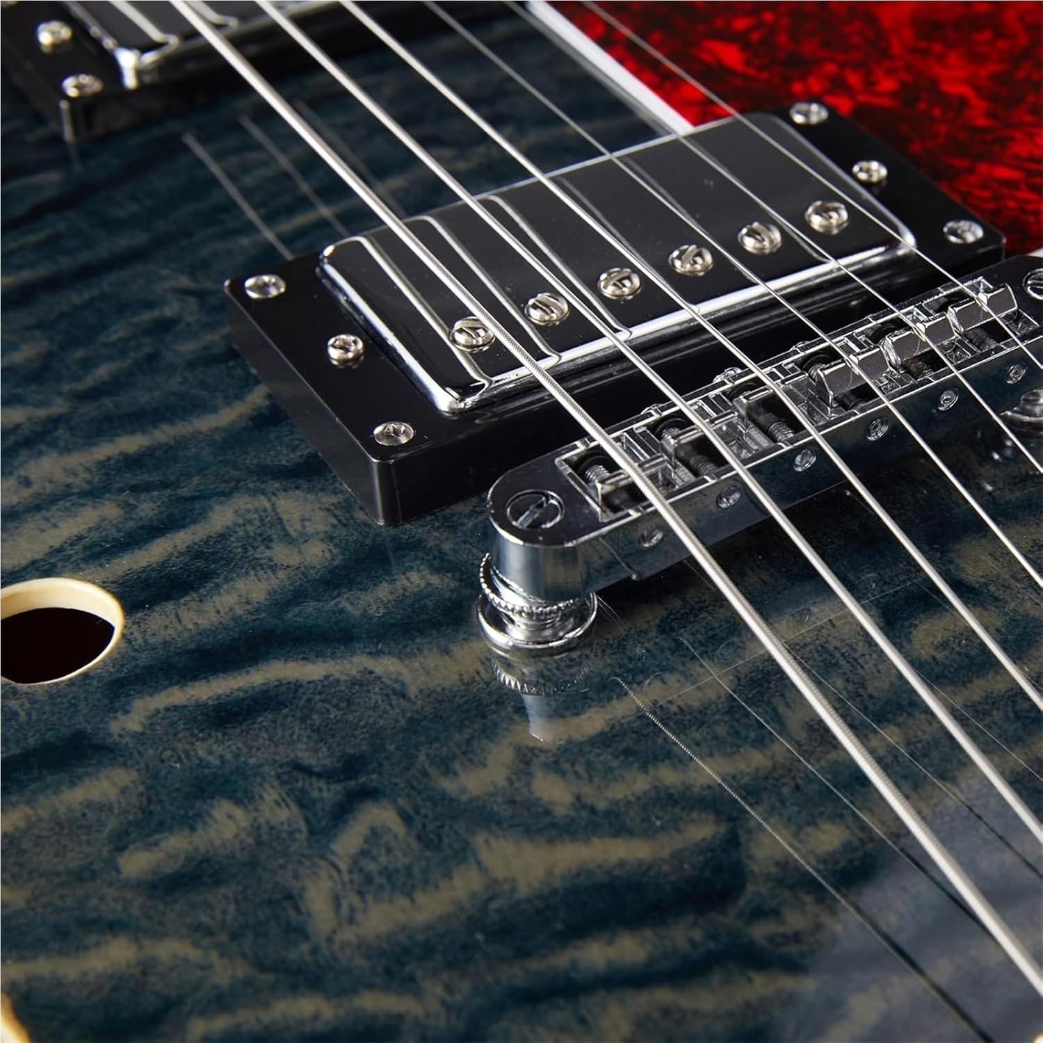 Beginner Electric Guitar Kits Jazz Electric Guitar Semi Hollow Body Trapeze Tailpiece Bridge With Gig Bag(Black 1)