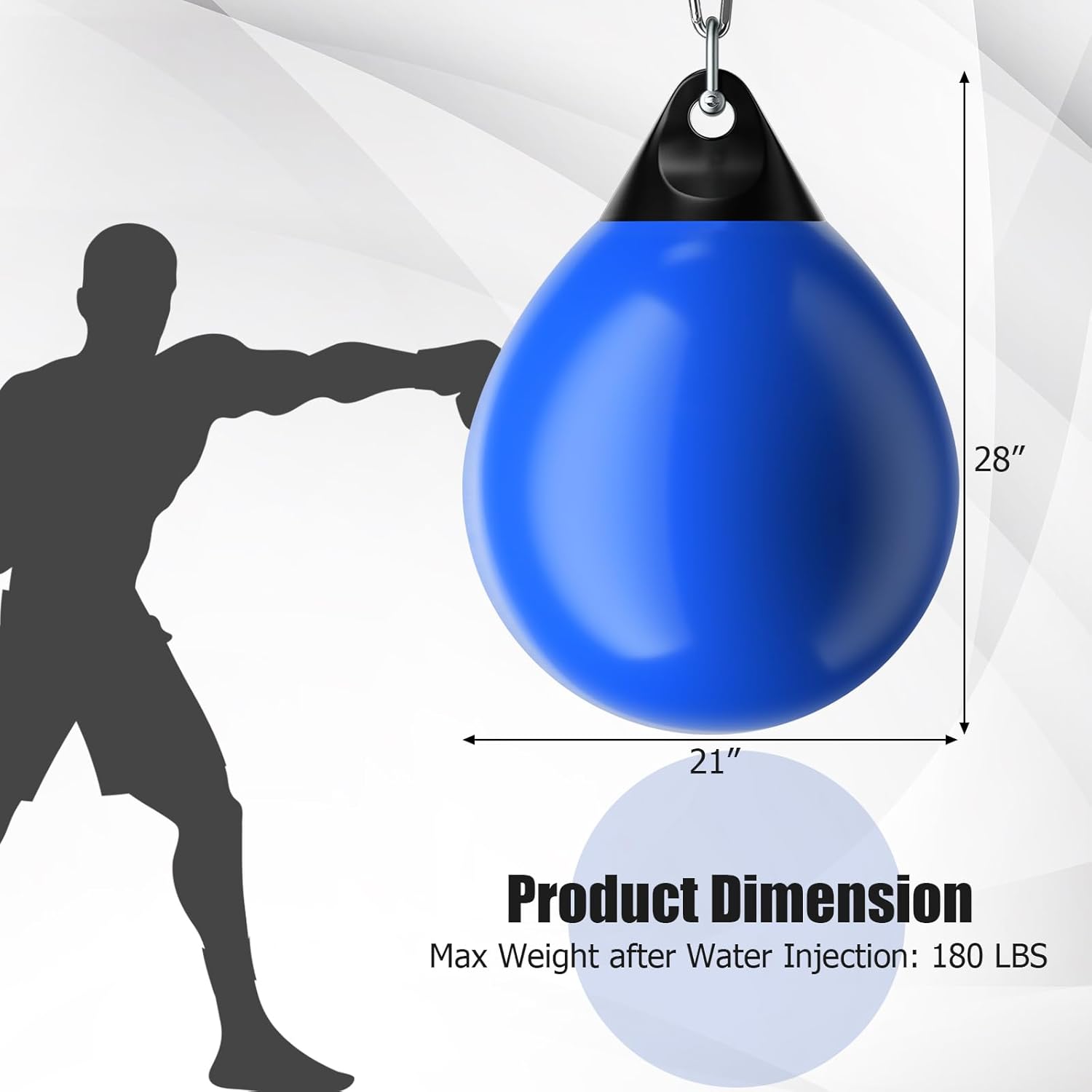 GYMAX Punching Bag, Water Aqua Bag w/Water Injector & Hanging Accessories, Folding Heavy Duty Boxing Bag for Home Gym, Boxing Training Equipment for Adults