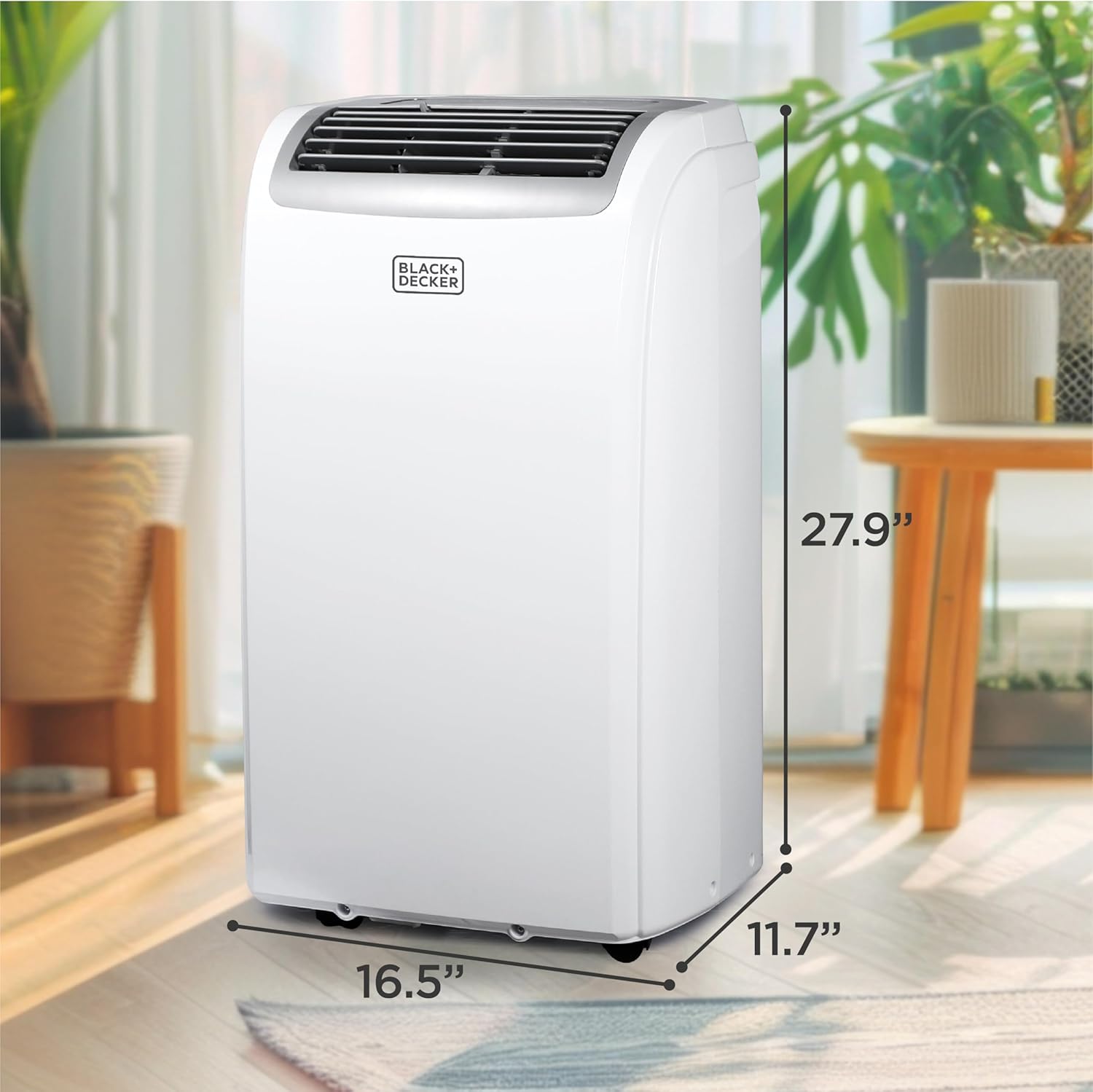 BLACK+DECKER 12,000 BTU Portable Air Conditioner, 3-in-1 AC, Dehumidifier and Fan, Portable AC Unit with Remote Control, Auto Evaporation, 3 Speeds, Window Kit Included, White, BPP08WTB
