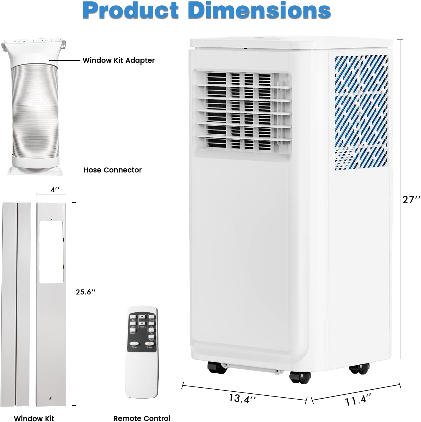 OFIKA 8000 BTU Portable Indoor Air Conditioner,Portable AC Unit for Room Up to 350 Sq.Ft,3-in-1 Room Air Conditioner with Remote Control,Digital Display,Window Mount Kit,24H Timer