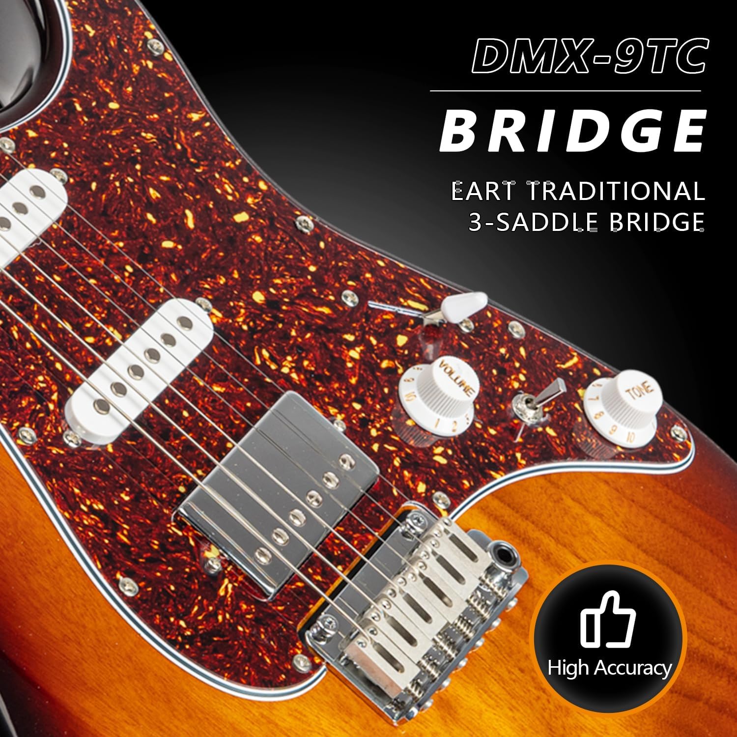 EART 6 String Electric Guitars DMX-9TC Red Tortoise Pickguard Solid Body Roasted Mahogany Body and Alnico v Pickups Versatile Tones Stunning Finishes