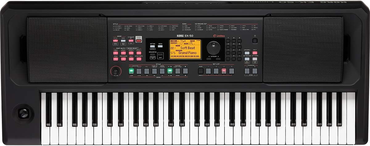 Korg EK-50L Limitless Entertainer Keyboard Bundle with Adjustable Stand, Bench, Sustain Pedal, Instructional Book, Austin Bazaar Instructional DVD, and Polishing Cloth