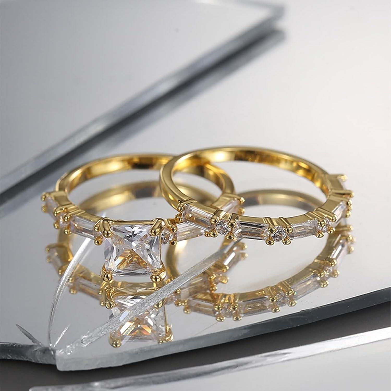 Wedding Band for Women Moissanite, Simple Rings Classic Jewelry 9K/14K/18K Yellow Gold for Valentine's Day