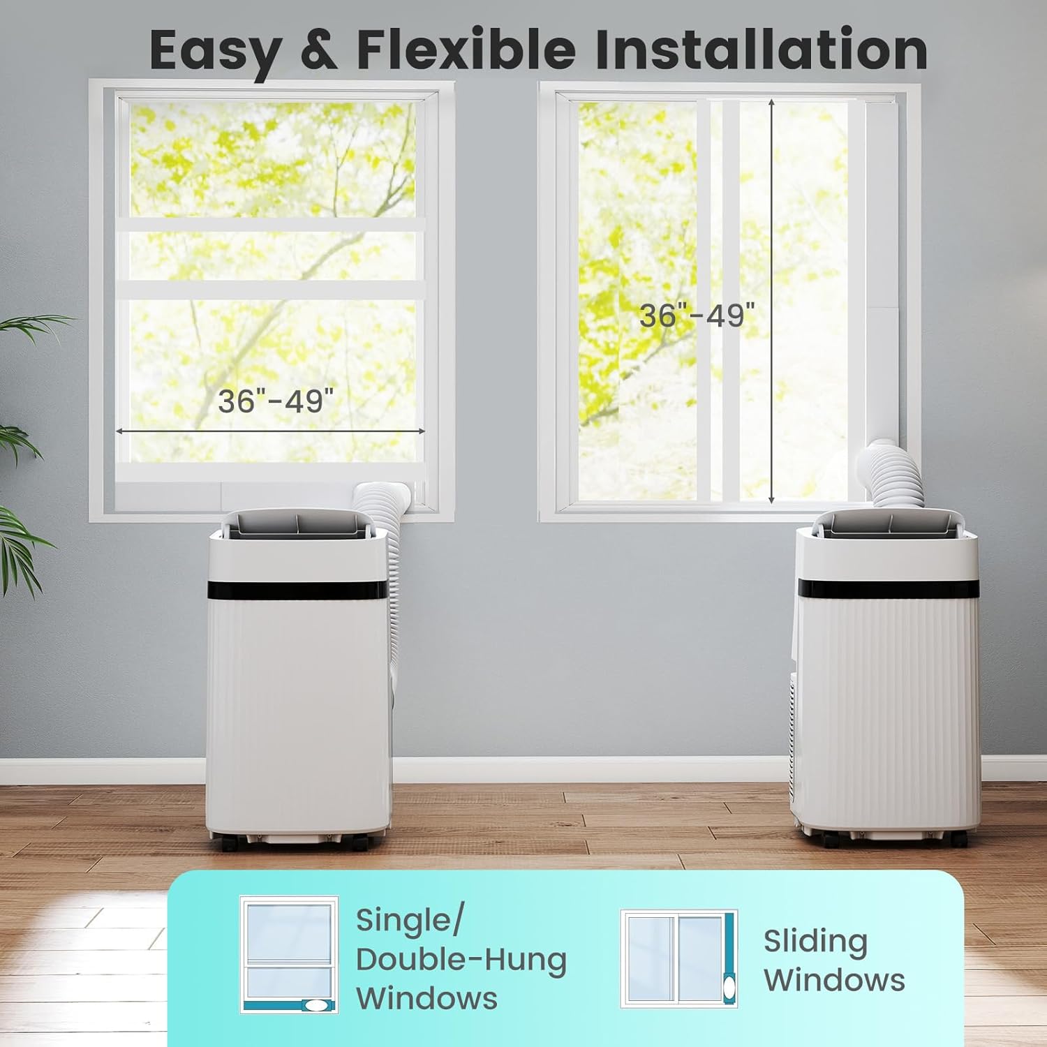 DORTALA Portable Air Conditioner 12000 BTU, 3-in-1 Portable AC Unit with Remote Control, Dehumidifier, 24H Timer, Window Kit for 550 Sq.Ft Apartment, Bedroom