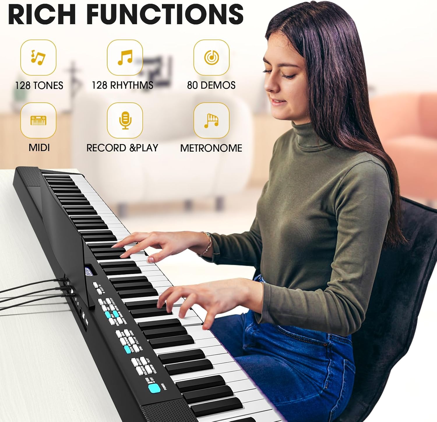 Piano Keyboard 88 Keys - Folding Semi Weighted Keyboards Electric Piano, Full Size Keyboard Portable Digital Piano with Sustain Pedal, Handbag, Bluetooth, USB MIDI for Beginner