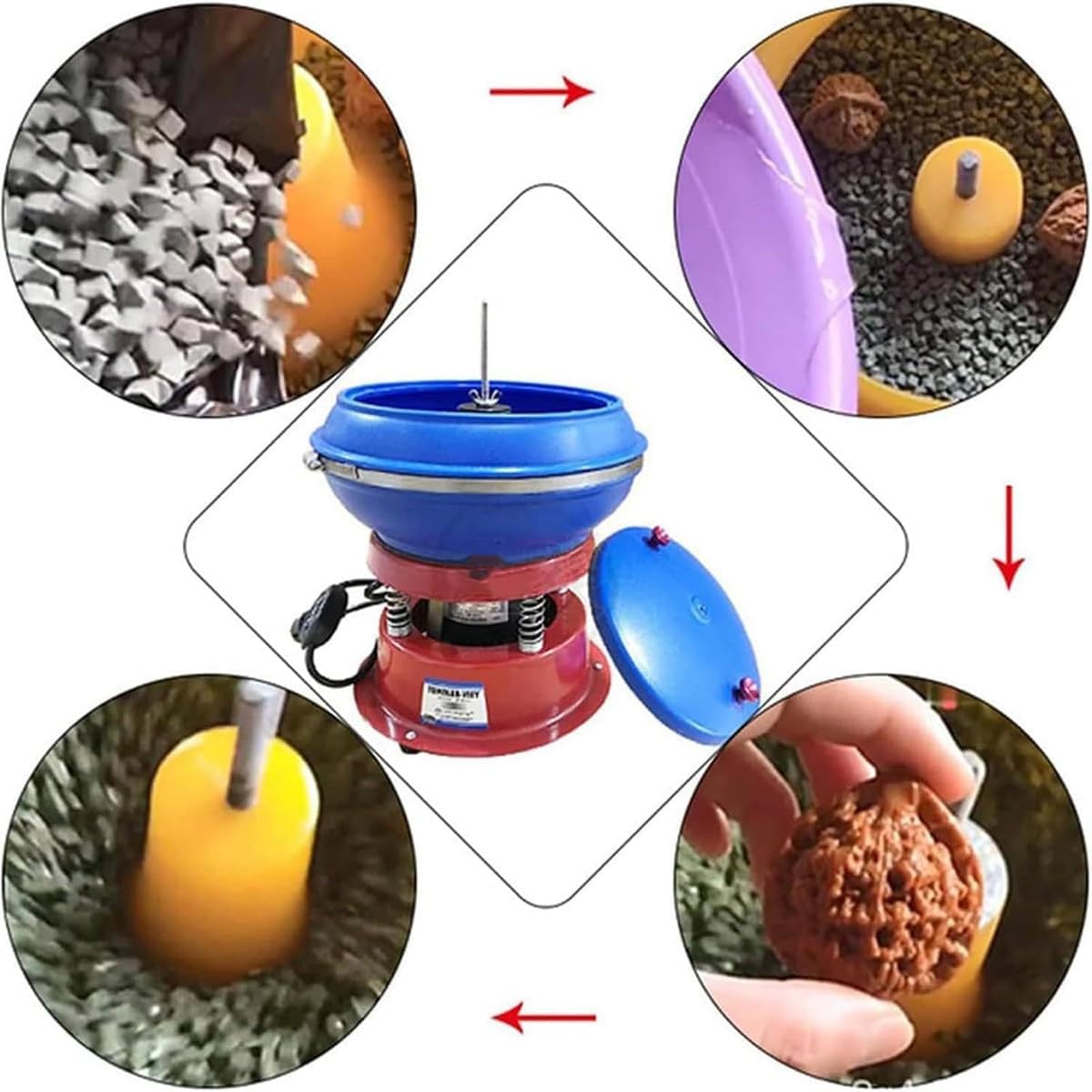 Rock Polisher Small Vibration Polishing Machine, Vibration Grinder, Metal Deburring Machine gem Faceting Machine for Jewelry, Agate, Jade