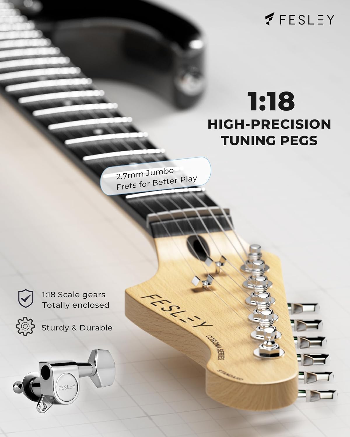 Fesley 39 Inch Electric Guitar: Beginner Electric Guitar Kit with HSS Pickup, Full Size Solid Body Guitar Starter Set with Amplifier, Bag, Strap, String, Cable, Picks, FST100, Black