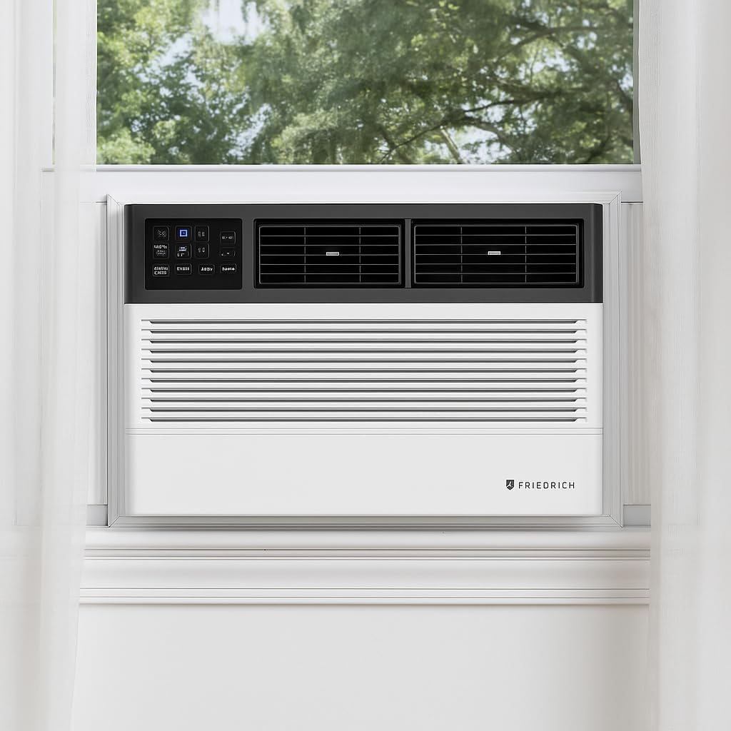 Friedrich 8,000 BTU Smart Window Air Conditioner with WiFi, Quiet & Energy Efficient AC for Rooms up to 350 Sq. Ft. – Bundle with UAX Surge Protector & 1-Year CPS Warranty