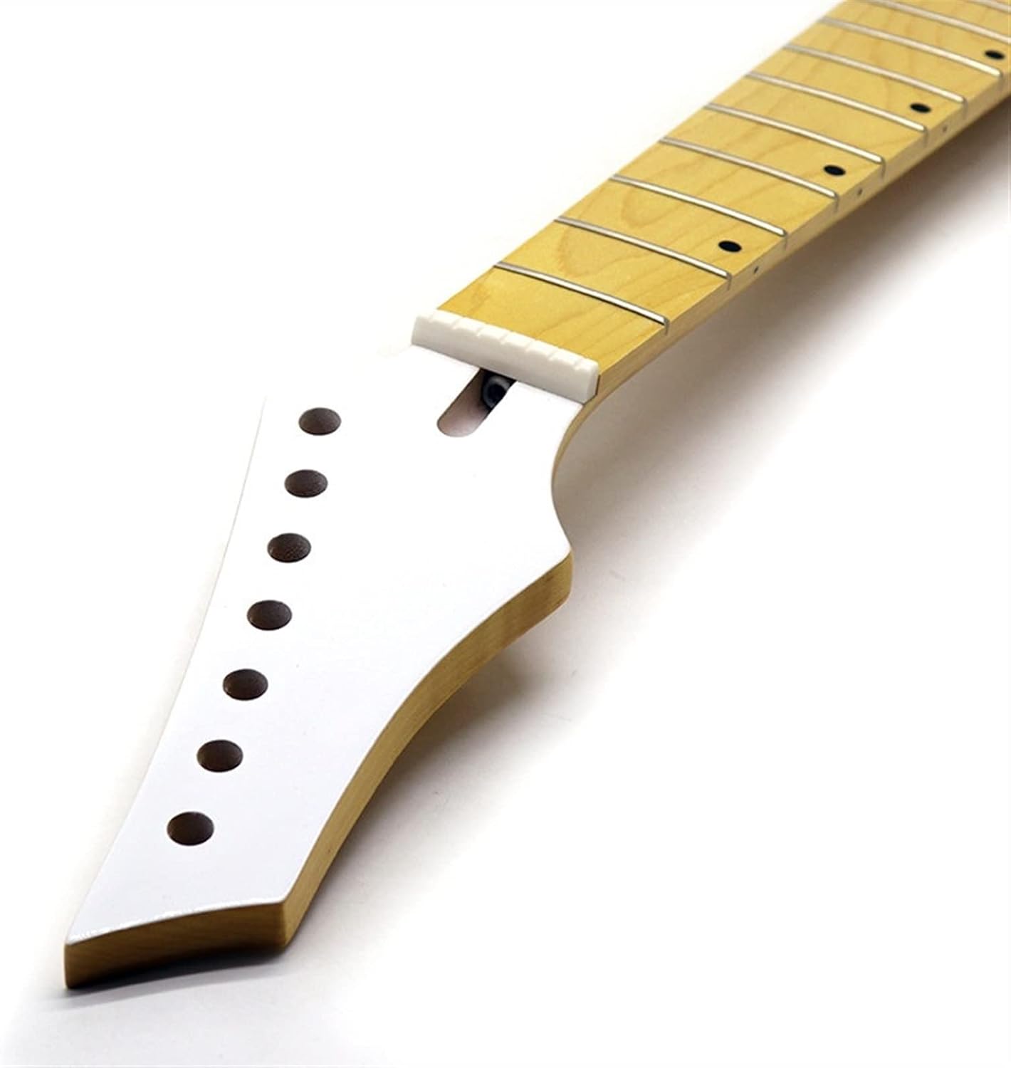 TSTS 7 String Guitar Neck 24 Frets White Guitar Head Maple Neck Maple Fingerboard Guitar Parts Guitar ​Neck Replacement