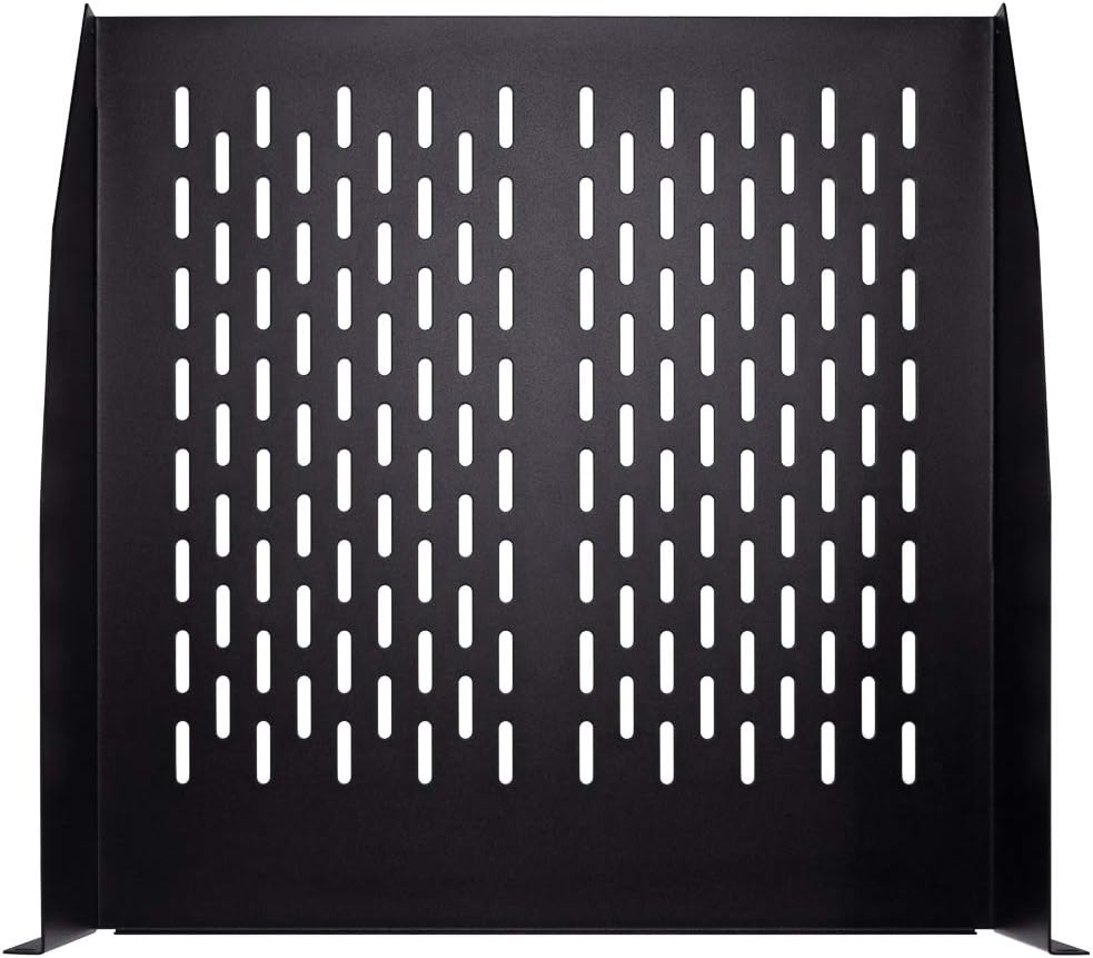 Navepoint 2U 19-Inch Universal Vented Rack Mount Cantilever Server Cabinet Shelf 18-Inches Deep with Lip Black