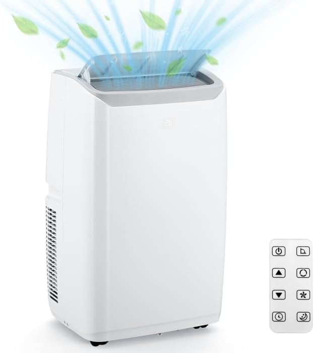 12,000BTU Portable Air Conditioners Cools Up to 550 Sq.Ft, Portable Ac Built-In Cool, Dehumidifier, Fan, Sleep Modes With Digital Display, Room Air Conditioner With Remote Control/Installation Kits